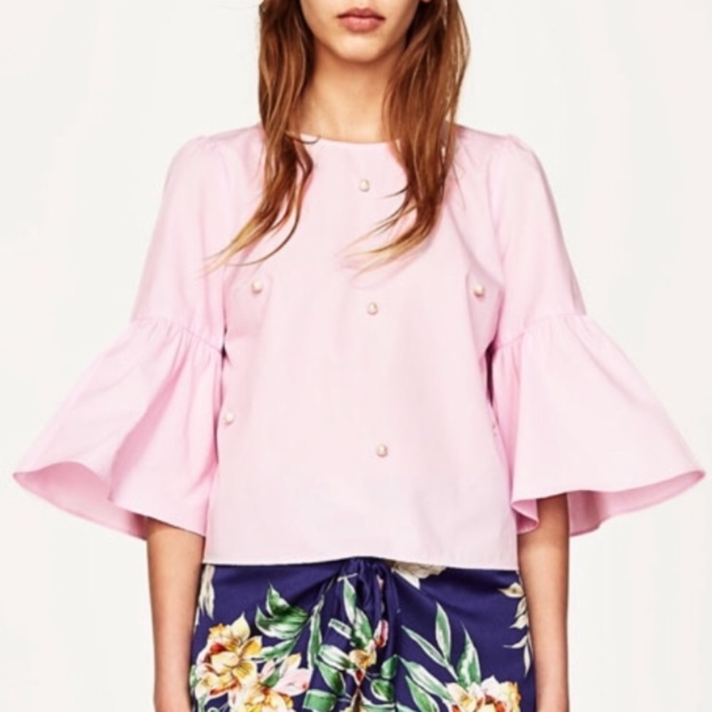 ✨ Zara Pink Pearl Blouse ✨